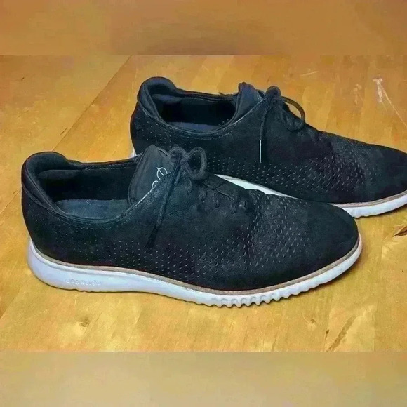 Cole Haan Men’s 2.Zero Grand Laser Wingtip Oxfords 〰️ Lace Up Suede Black 〰️ 10 - Picture 1 of 9